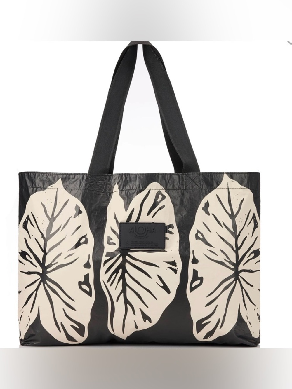 ALOHA Collection Reversible Splash Proof Tote Kalo Sandstone Black Open Top Bag